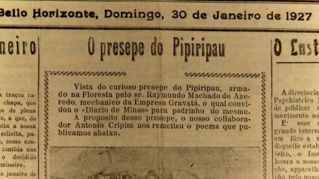 Símbolo da Cultura. Jornal com texto de Carlos Drummond de Andrade: O pressepe do Pipiripau